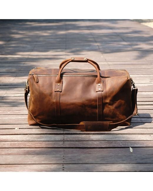 Touri Brown Genuine Leather Holdall luggage Bag for men