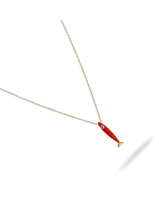Ebru Jewelry Metallic Spirit Fish Enamel Necklace