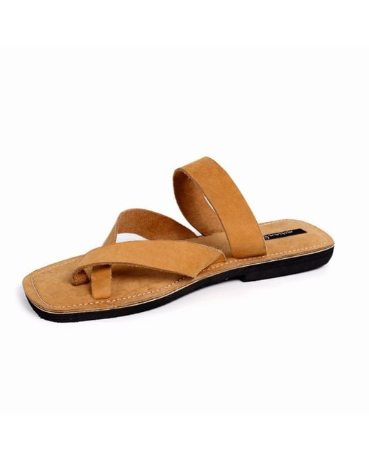 Miriam Bella Brown The Safari Leather Sandals With Flat Cross Strap