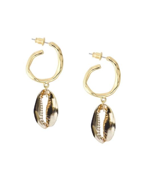 Adriana Pappas Designs Metallic Hammered Hoop Shell Drops
