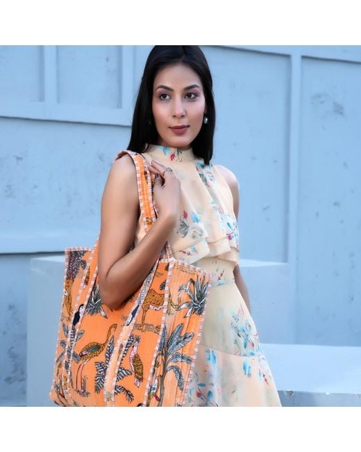 Conscious Yoga Collective Orange The Ultimate Jungle Velvet Tote