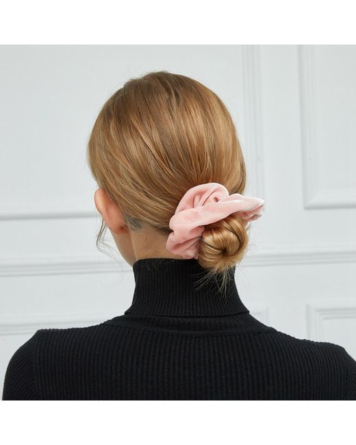 Soft Strokes Silk Pink Silk Velvet Handmade French Scrunchie Set Of Four