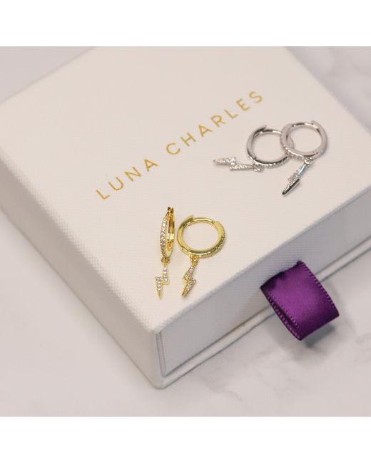 Luna Charles Metallic Bridget Lightning Huggie Hoop Earrings