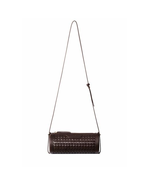Owlish Studio White Reef Woven Vegan Leather Cylinder Bag