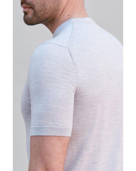 Paul James Knitwear White Superfine Merino Silk Bellini Short Sleeve Jumper for men