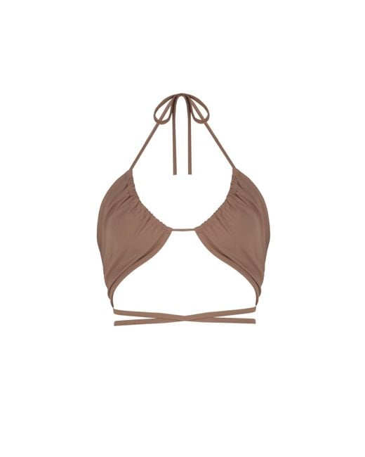 No'design Multicolor Neutrals Lace-Up Detail Bustier