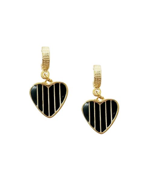 Maison De Gala Metallic Enamel Striped Heart Earrings