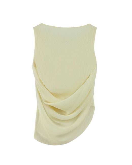 Nocturne White Draped Sleeveless Blouse