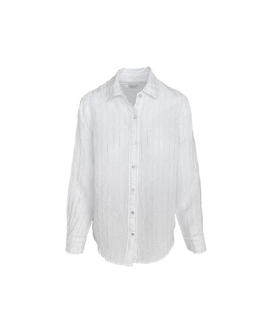 Haris Cotton White Striped Linen Shirt With Long Sleeves