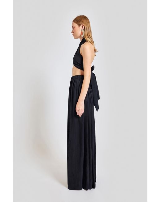 Lilamie Black Amalfi Cross Neck Summer Bustier Top