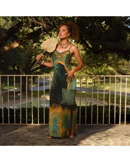 Ana Luisa Green Marrakech Inspired Slip Style Maxi Dress