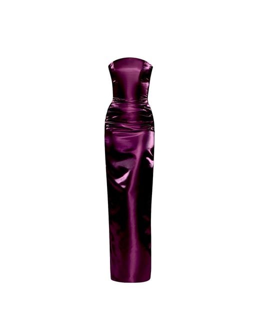 Moda Glam Purple Lucia Strapless Corset Gown- Plum