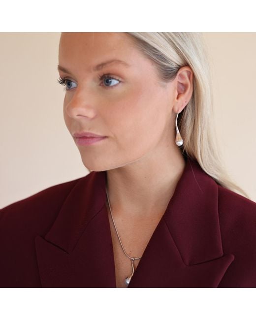 Linda Fiore Metallic Bella Solid Earrings With Large Freshwater Pearls