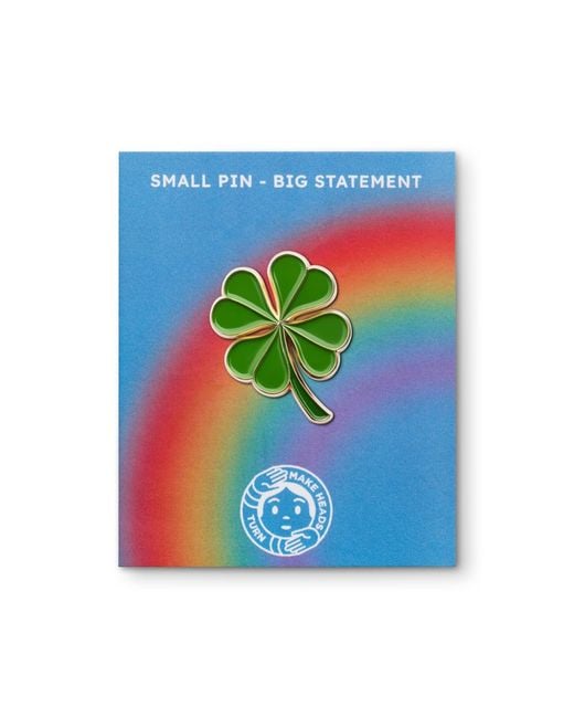 Make Heads Turn Green Enamel Pin Lucky Clover