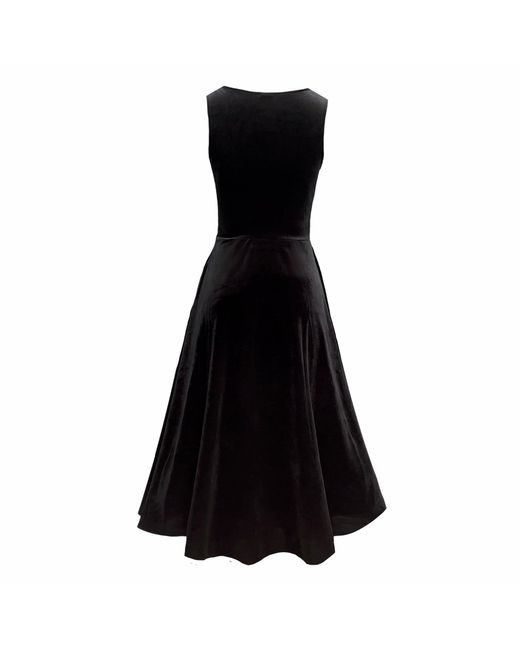 Frock Tales Black Peony Sleeveless Midi Dress