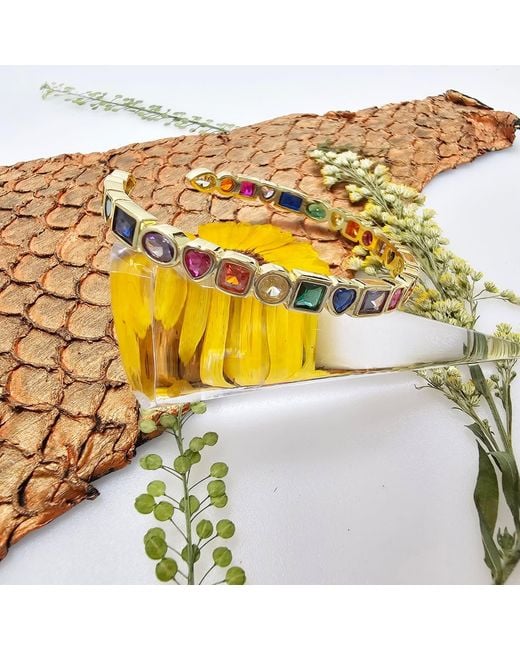 Farra Metallic Colorful Zircon Bangle Bracelet