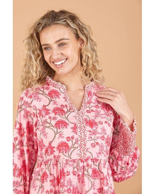 Inara Pink Cherry Blossom Cotton Dress