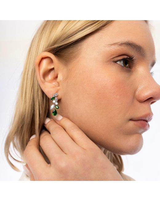Spero London Green Fancy Drop Tree Branch Earring