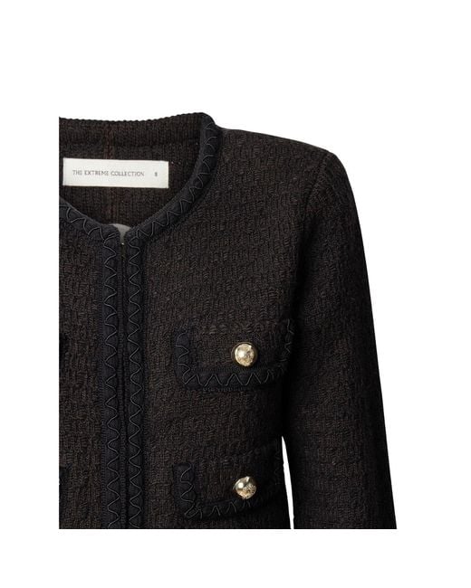 The Extreme Collection Black Two-Toned Knit Jacket Preston