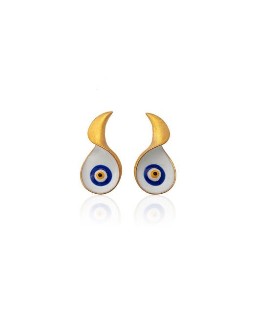 Milou Jewelry White Evil Eye Earrings