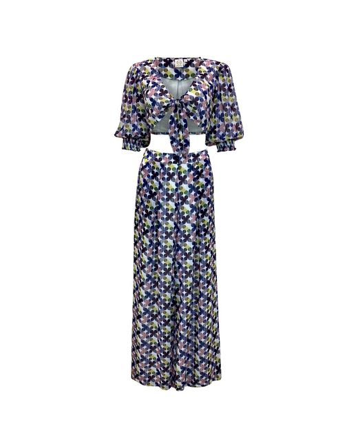 Why Mary Blue Floral Print Culotte Palazzo Pants
