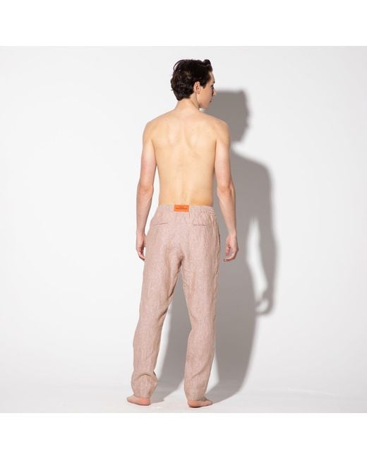 Maison Tangerine Pink Neutrals Beach Neutral Linen Long Pants For