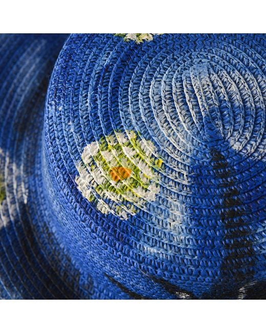 Heartfelt Layers Blue Van Gogh Starry Night Sun Hat – Hand-Painted Straw Impressionist Art