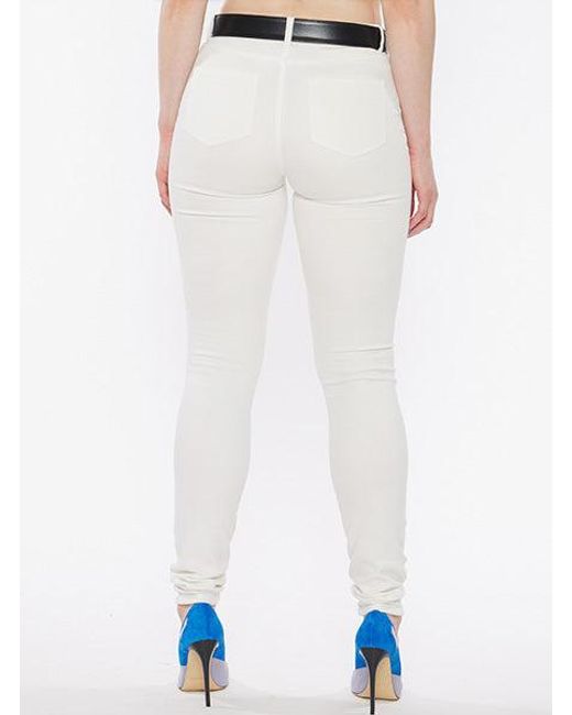 Circular Path White Button Fly Skinny Jean