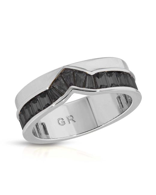 Glamrocks Jewelry Metallic Peak Baguette Band Ring- Black