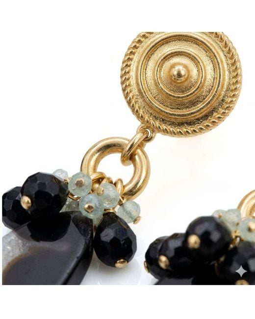 Jaredjamin Black Veda Agate & Crystal Clip-On Statement Earrings