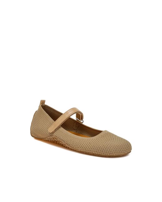 Rag & Co Natural Neutrals Nordeux Velcro Strap Mary Jane Ballerinas