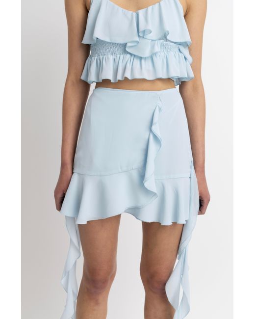 Amy Lynn Blue Teresa Ruffles Mini Skirt
