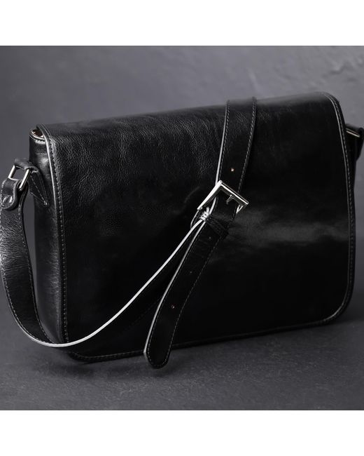 Time Resistance Black Leather Messenger Bag – The Stranger for men