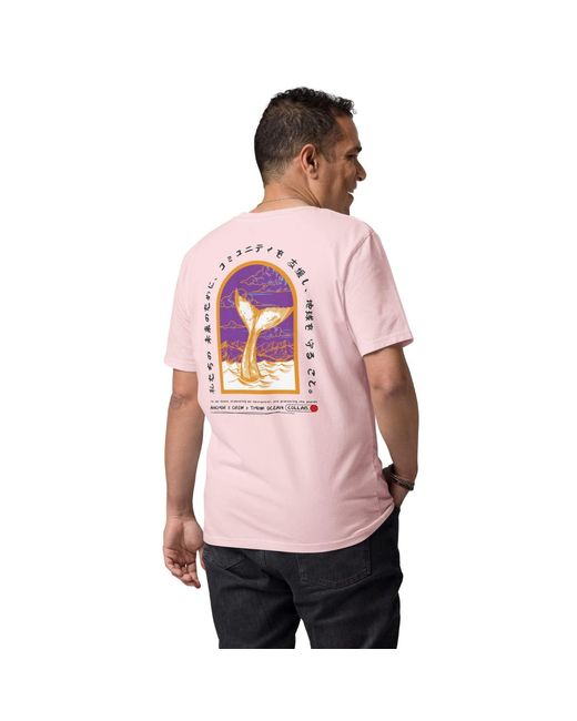 Anchor and Crew Pink Cotton Think Ocean Eight Japan Gurafiku Organic Cotton T-Shirt for men