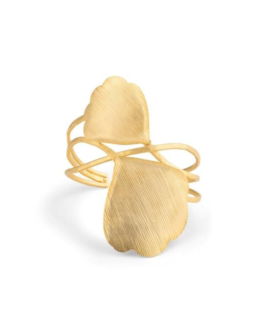 Meraki by Rashmi Bajaj Metallic Ginko Leaf Plated Wrap Cuff Bracelet