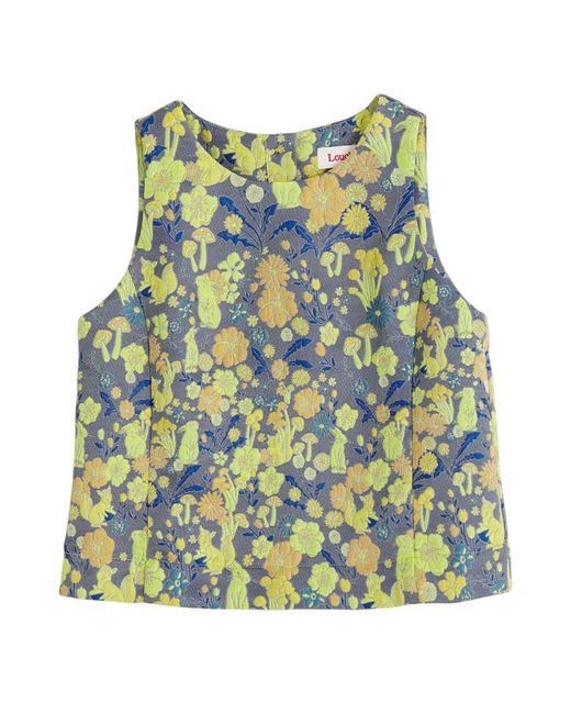 Louche Blue Mea Fairytale Jacquard Sleeveless Top