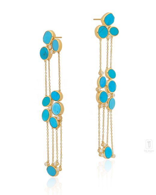 The Jewelz Blue Neutrals Nyra Disc Long Earrings