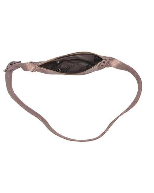 Owen Barry Natural Neutrals Leather Sling Bag Nude Mettalic