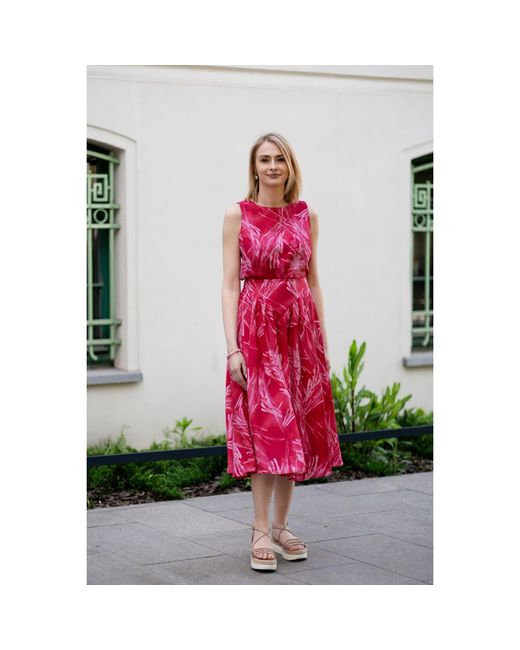 Oh!Zuza Pink Rose Echo Viscose Midi Skirt Pockets