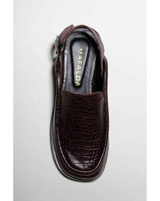 Mafalda Brown Dominic Croco Textured Slingback Loafer