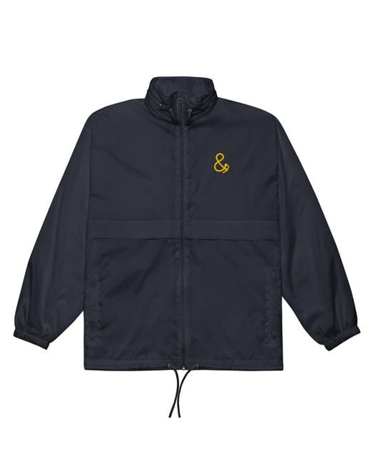 Anchor and Crew Blue Athletic Decline Sports Club League Embroidered Windbreaker Coat for men