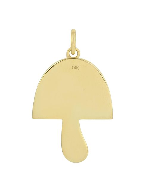 Artisan White 14K Sapphire & Enamel Mushroom Pendant