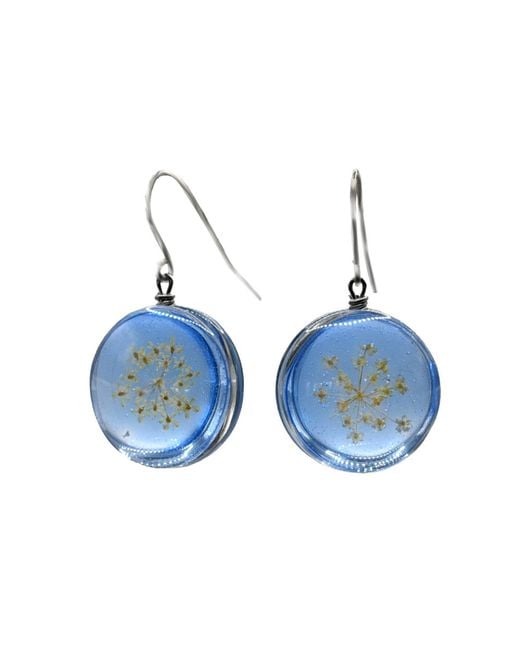 Laura Daili Blue Queen Anne's Lace Glass Earrings