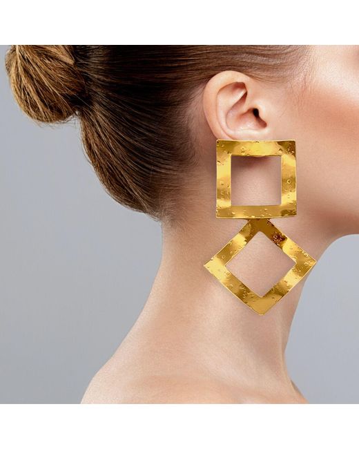 Jaredjamin Metallic Toscana Large Square Post Earrings