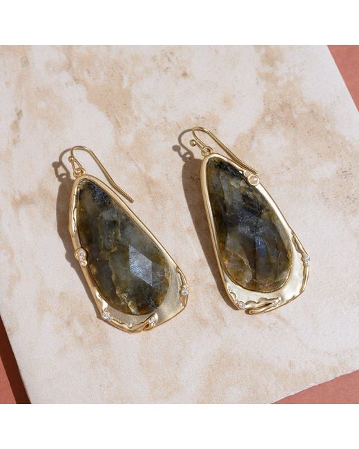 Rare Matters Jewelry Multicolor Fluid Teardrop Labradorite Statement Earrings