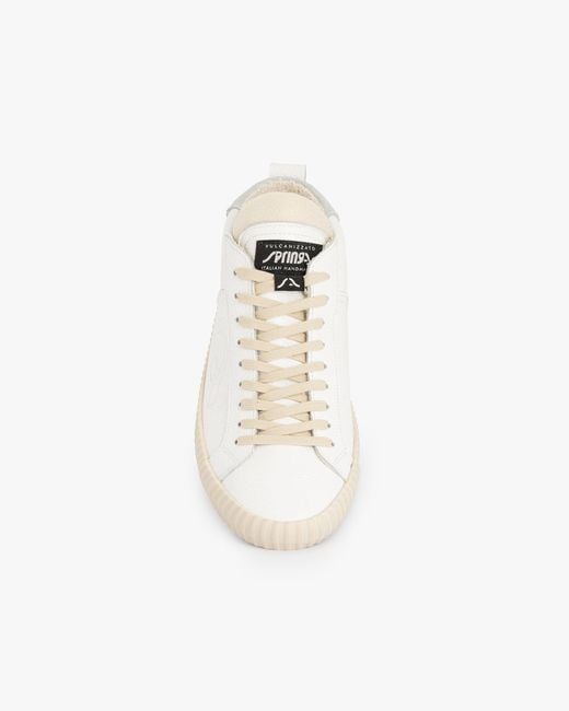 Springa | Unique Vulcanized Sneakers Italian Handmade White Wavy Leather High Top Sneakers for men