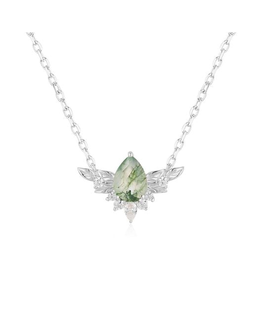 Azura Jewelry New York Metallic To Bloom Again Moss Agate Vermeil Necklace