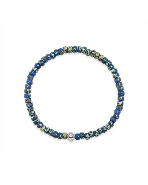 Nialaya Blue Wristband With Lapis Miyuki Beads for men
