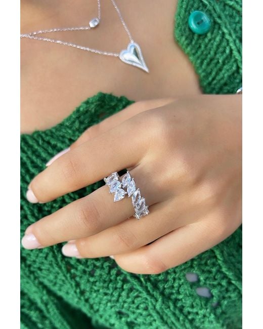 SHYMI White Marquise & Pear Shaped Wrap Statement Ring