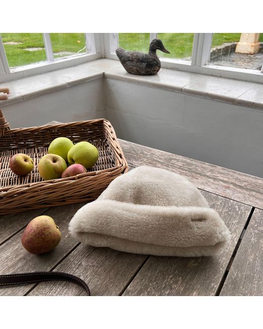 Owen Barry Natural Neutrals Sheepskin Hat Cream Beanie